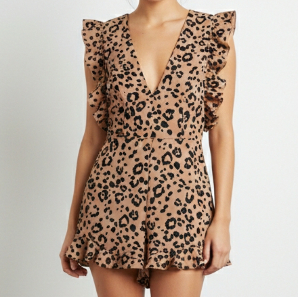 Lovers +Friends Leppard Ruffle Romper